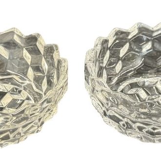 Vintage Fostoria American Clear Pressed Glass Cubist Oval Relish Dish - Set of 2