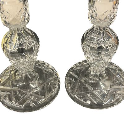 Vintage Waterford Cut Crystal Single Light Candlestick Holders - Set of 2