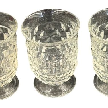 Vintage Indiana Glass Whitehall Colony Flat Clear Glass Footed Juice or Dessert Glasses - Lot of 5