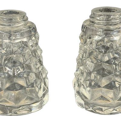 Vintage Fostoria American Salt and Pepper Shaker Set - NO LIDS