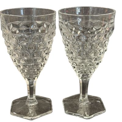 Vintage Fostoria American Clear Glass Water or Wine Goblets - Lot of 3