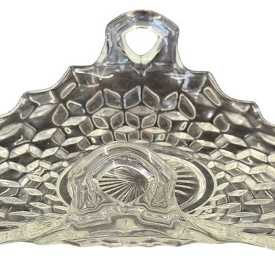 Vintage Fostoria Clear Glass Handled Muffin or Utility Tray