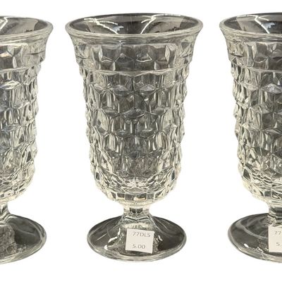 Vintage Fostoria American Clear Pattern Juice Footed Tumbler Glass - Set of 3