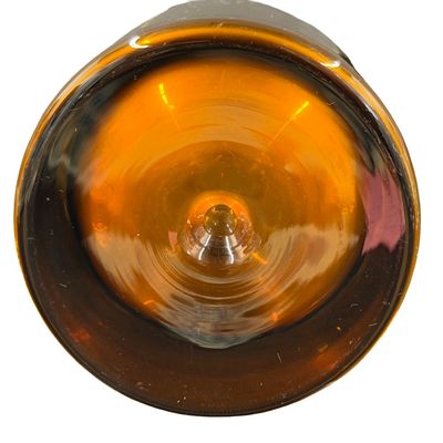 Vintage Mid-Century Krosno Poland Hand Blown Amber Glass to Clear Tumble Up Carafe Bedside Office or Bar Tumbler Set