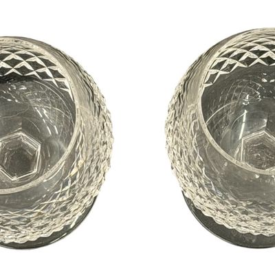 Vintage Waterford Alan Brandy Balloon Snifter Diamond Cut Glasses - Set of 2