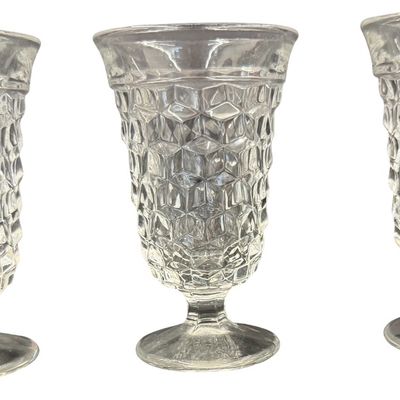 Vintage Fostoria American Clear Footed Iced Tea Goblet - Lot of 3