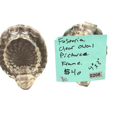 Vintage Fostoria American Clear Pressed Glass Oval Picture Frame - Set of 2