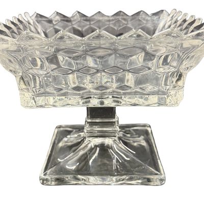 Vintage Fostoria American Clear Pressed Glass Square Footed Wedding Bowl - NO COVER