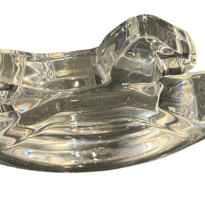 Vintage Baccarat Molded Clear Crystal Rocking Horse Figurine