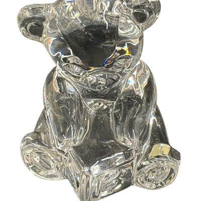 Vintage Waterford Clear Crystal Teddy Bear Figurine Sitting