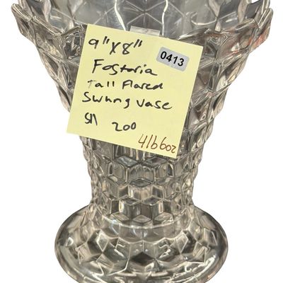 Vintage Fostoria American Clear Glass Tall Flared Swung Vase