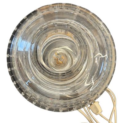 Vintage Waterford Crystal Two-Piece Electric Hurricane Table Lamp Classic Cut Lismore/Inishmore