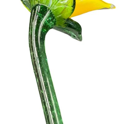 Vintage Hand-Blown Art Glass Handcrafted Yellow Art Glass Daffodil Flower Sculpture 16"