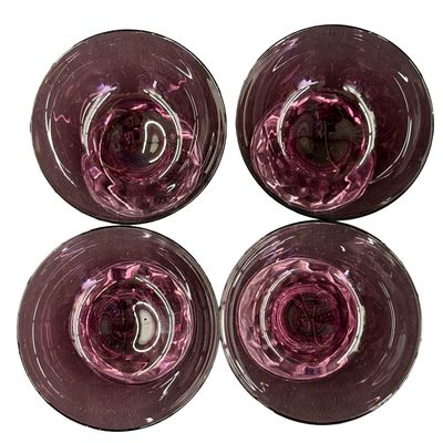 Vintage Fostoria American Lady Amethyst Champagne Coupe or Tall Sherbet Glasses - Lot of 4