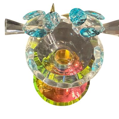 Crystal Blue Birds on a Birdbath w/ Mirrored Base Figurine