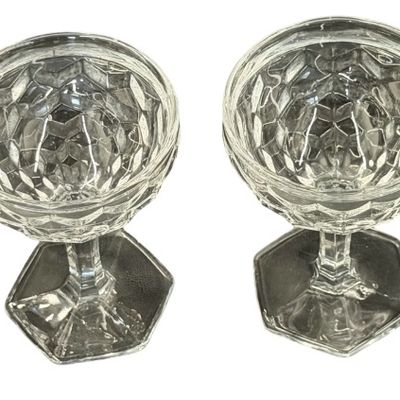 Vintage Fostoria American Clear Glass Champagne Coupe or Tall Sherbet Glasses - Lot of 4