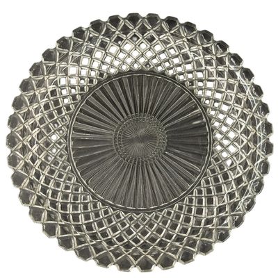 Vintage Clear Pressed Glass Sandwich or Cake Plate by Anchor Hocking "Waterford" (Waffle and Starburst) Clear Glass Round Platter
