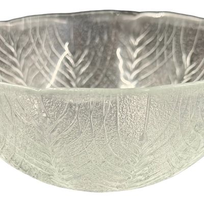 Vintage Clear Pressed Glass Country Wheat Stalk Embossed Textured Bowl by Cristal D'Arques Durand