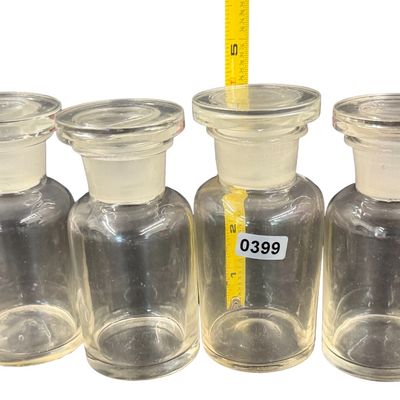 Clear Glass Apothecary Jars with Matching Ground-Glass Stoppers Bundle of 4