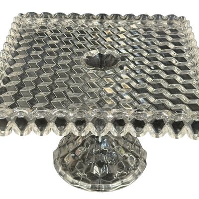 Vintage Fostoria American Clear Glass Square Cake Stand