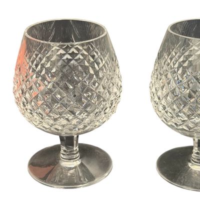 Vintage Waterford Alan Brandy Balloon Snifter Diamond Cut Glasses - Set of 2