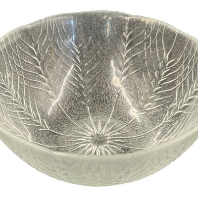 Vintage Clear Pressed Glass Country Wheat Stalk Embossed Textured Bowl by Cristal D'Arques Durand