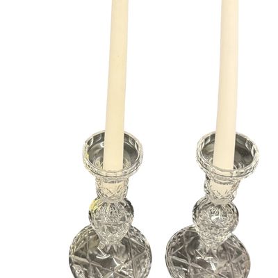 Vintage Waterford Cut Crystal Single Light Candlestick Holders - Set of 2