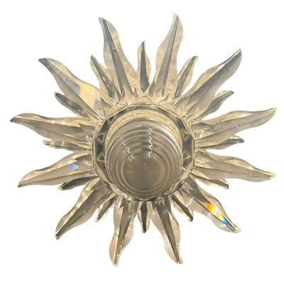 Vintage Swarovski Solaris Table Clock, Featuring Striking Sunburst Design with Colorful Crystal Accents around the Circular Dial