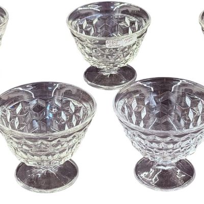 Vintage Fostoria American Clear Pattern Footed Dessert/Sundae Dishes - Lot of 7