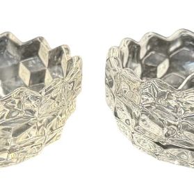 Vintage Fostoria American Clear Pressed Glass Cubist Oval Relish Dish - Set of 2