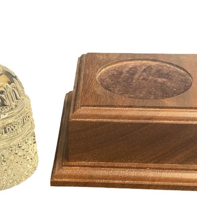 Waterford Crystal U.S. Capitol Dome Paperweight or Desk Award Mounted on a Stepped Wooden Walnut