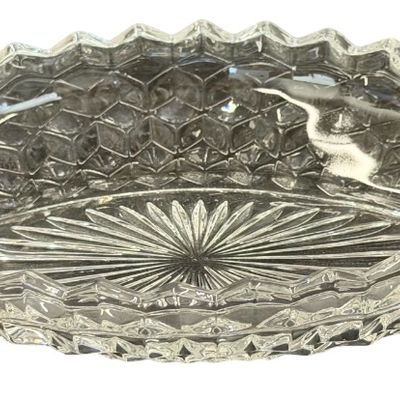 Vintage Fostoria American Clear Pressed-Large Glass Boat Dish