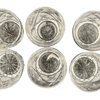 Vintage Neman 11-Oz Hand Made Crystal Whiskey Rocks Glasses, Set of 6