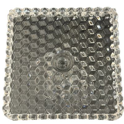 Vintage Fostoria American Clear Glass Square Cake Stand
