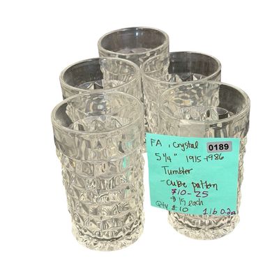 Vintage Fostoria American Clear Glass Flat Iced Tea Tumblers Bundle - Lot of 5