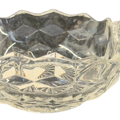 Vintage Fostoria American Clear Pressed Glass "Nappy" Bowl with Side Handle