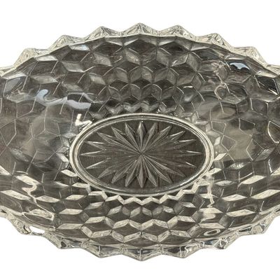 Vintage Fostoria American Clear Pressed Glass Serving Bowl