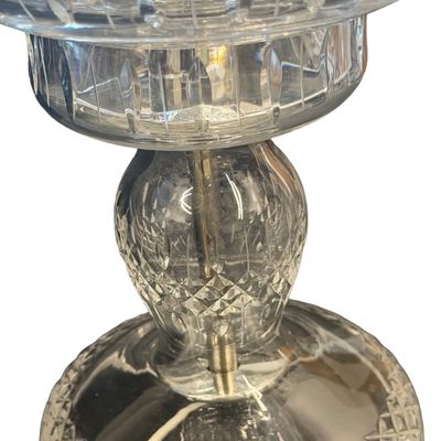 Vintage Waterford Crystal Two-Piece Electric Hurricane Table Lamp Classic Cut Lismore/Inishmore
