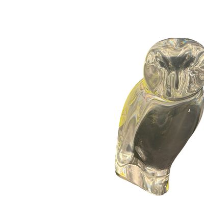 Vintage Baccarat Clear Crystal Owl Figurine Paper Weight