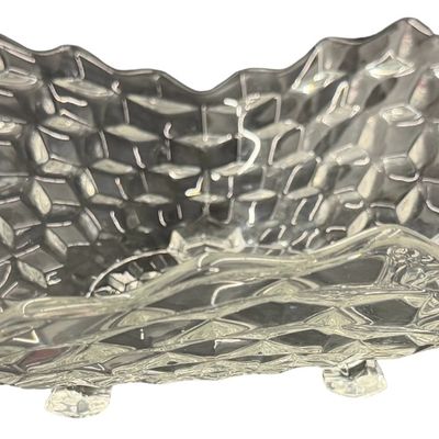 Vintage Fostoria American Clear Pressed Glass Wavy Three-Footed Centerpiece Fruit Bowl