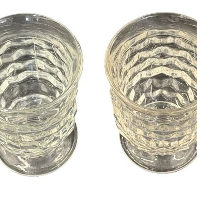 Vintage Indiana Glass Whitehall Colony Flat Clear Glass Footed Juice or Dessert Glasses - Lot of 4