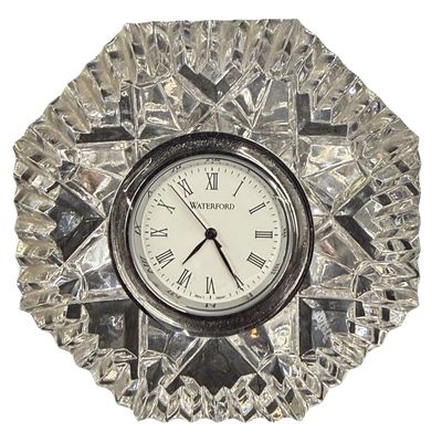 Vintage a Waterford Lismore Diamond Crystal Desk Clock