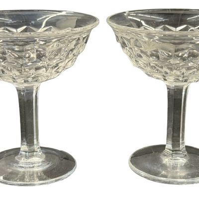 Vintage Fostoria American Clear Pressed Glass Flared High Sherbet Glasses - Set of 2
