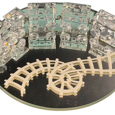 RETIRED Swarovski Crystal Figurines Train Set Engine and Three Cars Track with Mirror