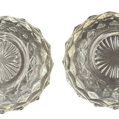 Vintage Fostoria American Clear Pressed Glass 4 3/8" X 2 3/8" Ice Cream/Fruit Bowl - Set of 2