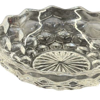 Vintage Fostoria American Clear Pressed Glass Handled Nappy Dish