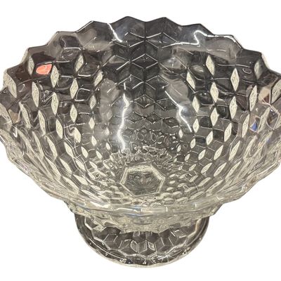 Vintage Fostoria American Clear Pressed Glass Footed Pedestal Bowl