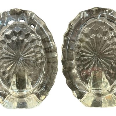 Vintage Fostoria American Clear Pressed Glass Oval Picture Frame - Set of 2