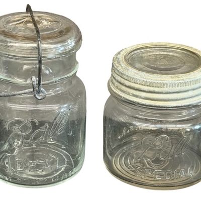 Vintage Mixed Lot of Glass Fruit and Canning Jars - Lot of 10