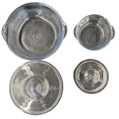 Vintage Anchor Hocking Fire-King "Philbe" Sapphire Blue Round Glass Covered Casserole Dish Sets with Matching Knob Lids - Set of 2